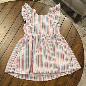 Cat & Jack Pink and Blue Striped Ruffle Dress